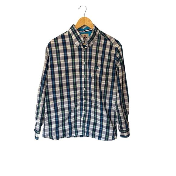 Dosgalgos Men’s Button Up Gray Blue Size 4/L‎ EUC, Pocket, Logo, Lightweight - Picture 1 of 8